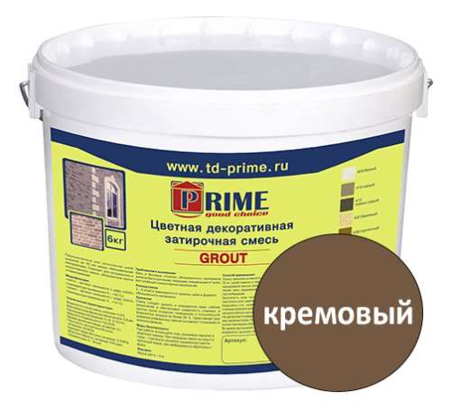 Цветная декоративная затирка Prime Grout, кремовая, 6 кг ведро